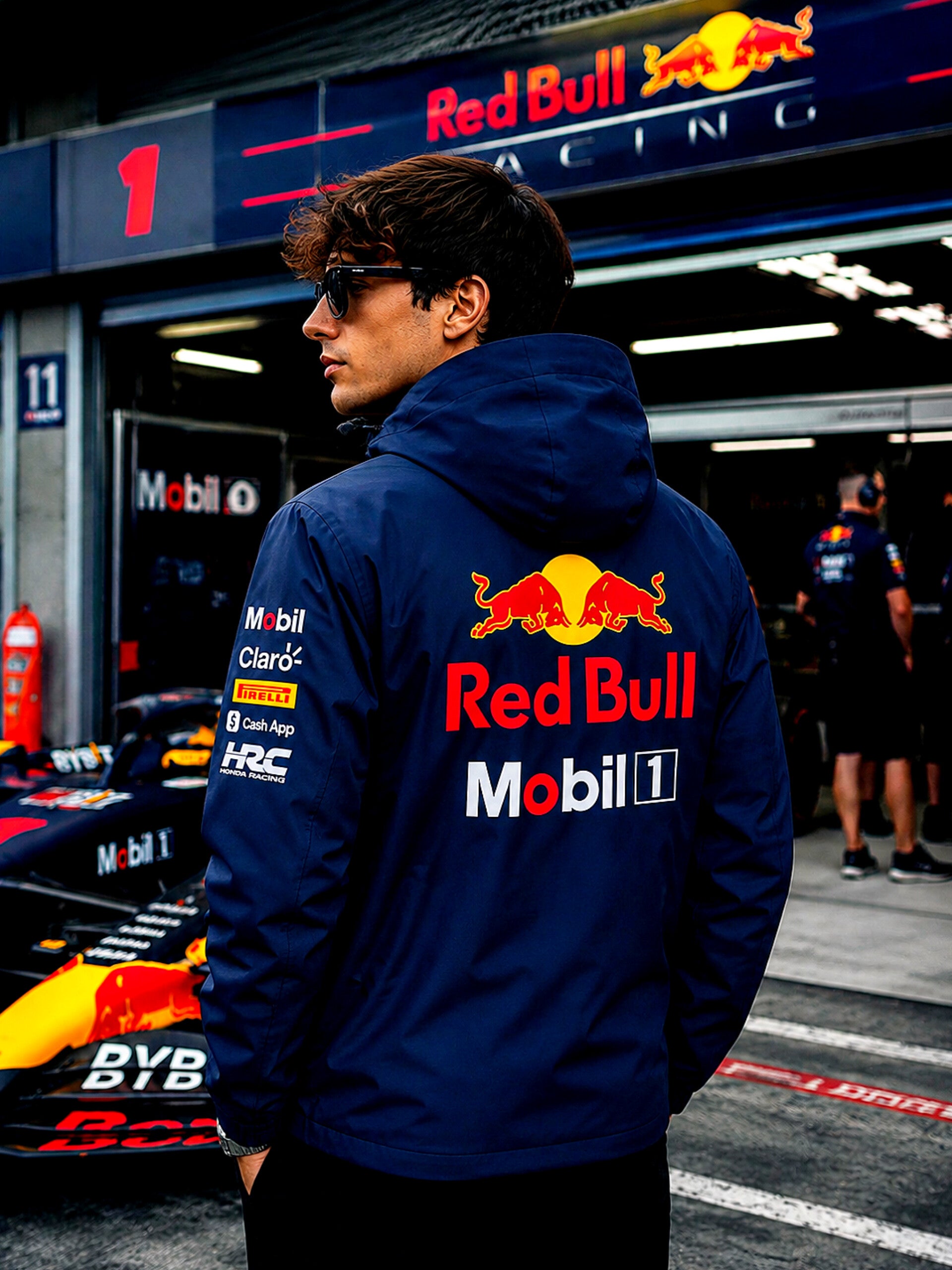 Chubasquero Impermeable de Red Bull Azul Marino