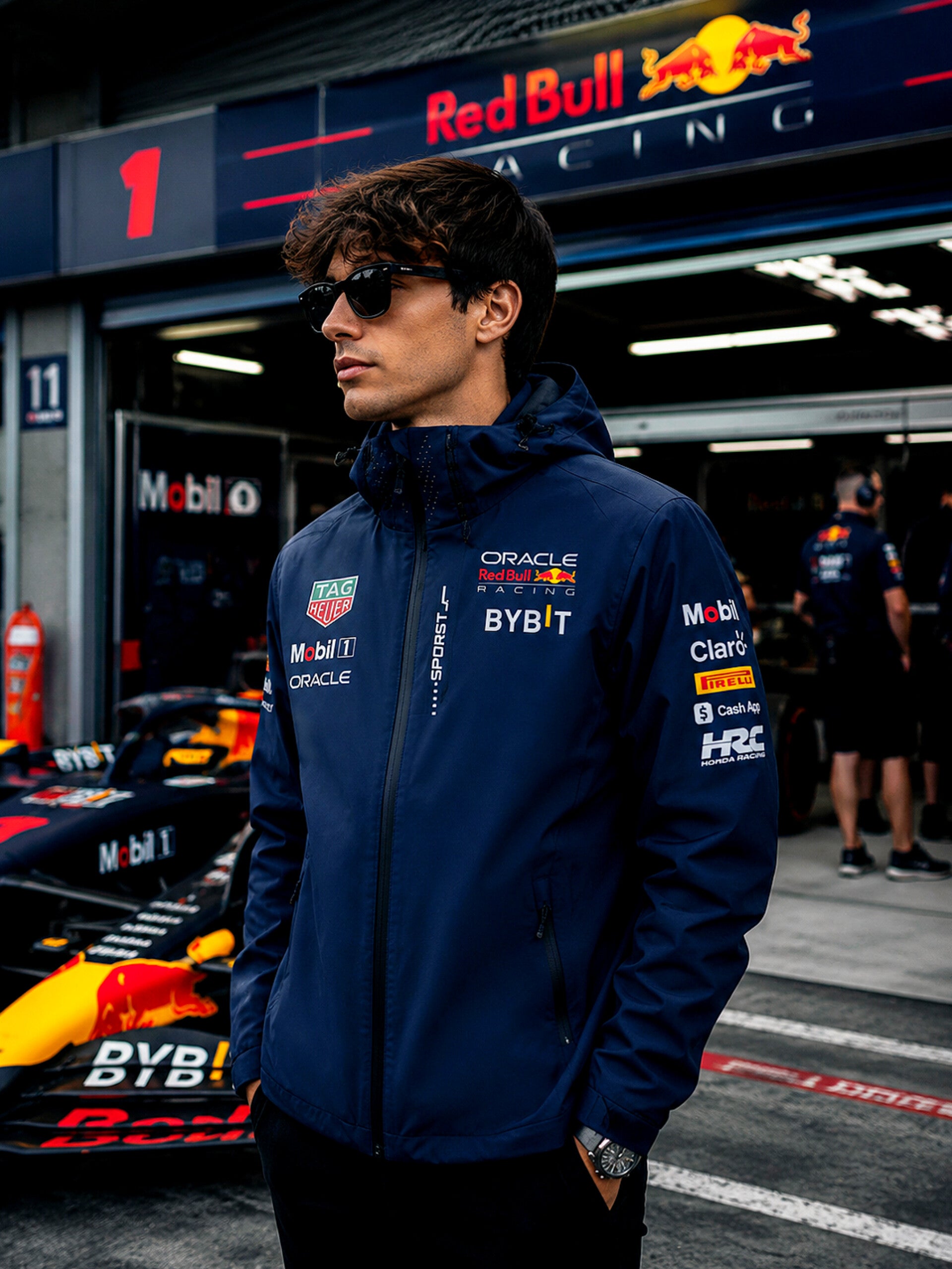 Chubasquero Impermeable de Red Bull Azul Marino