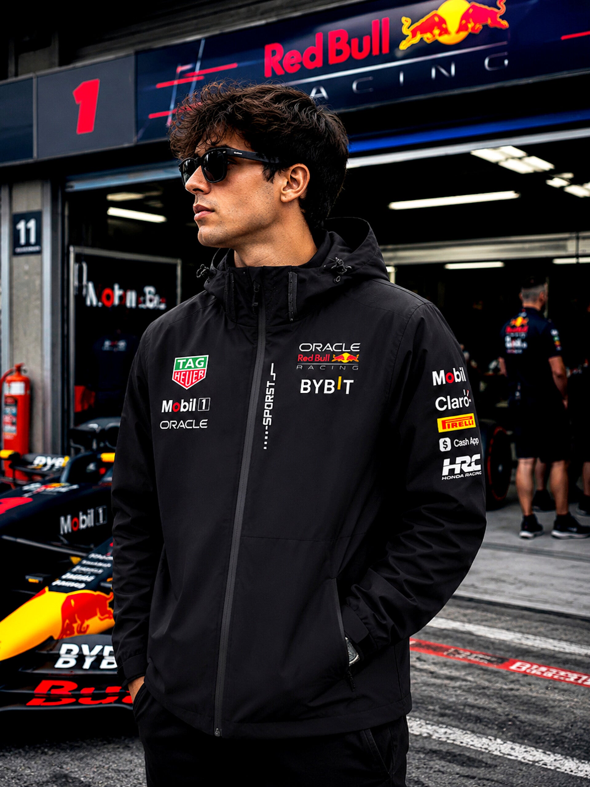 Chubasquero Impermeable de Red Bull Negro